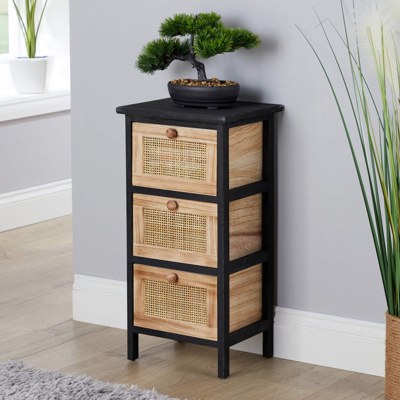17 Stories Ambrey Fully Assembled 3 Rattan Drawer Chest Storage Unit ...